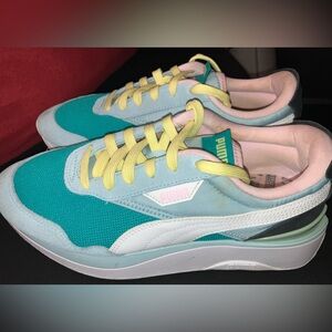 Puma Cruise Rider Women's Teal and Yellow Sneakers